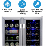 NewAir  23.5-in W 18-Bottle Capacity Stainless Steel Dual Zone Cooling Built-In/freestanding Wine Cooler