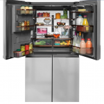 Cafe  Modern Glass 27.4-cu ft 4-Door French Door Refrigerator with Ice Maker (Platinum Glass) ENERGY STAR