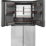 Cafe  Modern Glass 27.4-cu ft 4-Door French Door Refrigerator with Ice Maker (Platinum Glass) ENERGY STAR