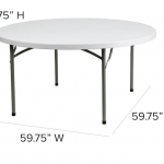 Flash Furniture  4.97-ft x 4.97-ft Indoor or Outdoor Round Plastic White Folding Banquet Table (8-Person)