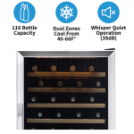 NewAir  24-in W 116-Bottle Capacity Stainless Steel and Black Dual Zone Cooling Built-In/freestanding Wine Cooler