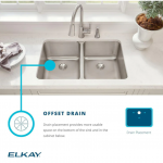 Elkay  Lustertone Drop-In 54-in x 22-in Lustrous Satin Double Offset Bowl 1-Hole Stainless Steel Kitchen Sink with Drainboard