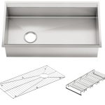 KOHLER  8 Degree Undermount 33-in x 18-in Stainless Steel Single Bowl Stainless Steel Kitchen Sink with Drainboard
