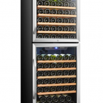 LANBO  23.4-in W 133-Bottle Capacity Black Dual Zone Cooling Built-In Wine Cooler