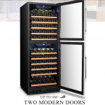 LANBO  23.4-in W 133-Bottle Capacity Black Dual Zone Cooling Built-In Wine Cooler