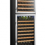 LANBO  23.4-in W 162-Bottle Capacity Black Dual Zone Cooling Built-In/freestanding Wine Cooler