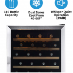 NewAir  24-in W 116-Bottle Capacity Stainless Steel and Black Dual Zone Cooling Built-In/freestanding Wine Cooler