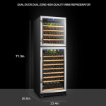 LANBO  23.4-in W 162-Bottle Capacity Black Dual Zone Cooling Built-In/freestanding Wine Cooler