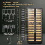 LANBOPRO  32.3-in W 287-Bottle Capacity Black Dual Zone Cooling Built-In/freestanding Wine Cooler