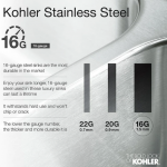 KOHLER  Poise Undermount 33-in x 18-in Stainless Steel Single Bowl Stainless Steel Workstation Kitchen Sink