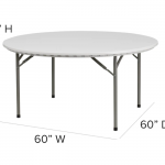 Flash Furniture  5-ft x 5-ft Indoor Round Plastic White Folding Banquet Table (8-Person)