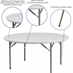 Flash Furniture  5-ft x 5-ft Indoor Round Plastic White Folding Banquet Table (8-Person)