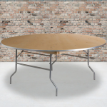 Flash Furniture  6-ft x 6-ft Indoor Round Wood Brown Folding Banquet Table (10-Person)