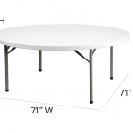 Flash Furniture  5.92-ft x 5.92-ft Indoor or Outdoor Round Plastic White Folding Banquet Table (10-Person)