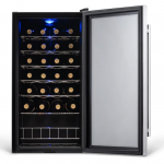 NewAir  17-in W 27-Bottle Capacity Stainless Steel and Black Freestanding Wine Cooler