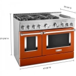 KitchenAid - 6.3 Cu. Ft. Freestanding Double Oven Gas True Convection Range with Self-Cleaning and Griddle - Scorched Orange