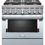 KitchenAid - 5.1 Cu. Ft. Freestanding Dual Fuel True Convection Range with Self-Cleaning - Misty Blue