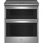 GE Profile - 6.6 Cu. Ft. Slide-In Double Oven Electric True Convection Range with No Preheat Air Fry - Stainless steel