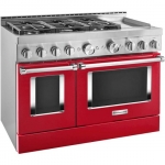 KitchenAid - 6.3 Cu. Ft. Freestanding Double Oven Gas True Convection Range with Self-Cleaning and Griddle - Passion Red