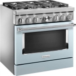 KitchenAid - 5.1 Cu. Ft. Freestanding Dual Fuel True Convection Range with Self-Cleaning - Misty Blue