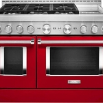 KitchenAid - 6.3 Cu. Ft. Freestanding Double Oven Gas True Convection Range with Self-Cleaning and Griddle - Passion Red