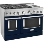 KitchenAid - 6.3 Cu. Ft. Freestanding Double Oven Gas True Convection Range with Self-Cleaning and Griddle - Ink Blue