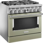 KitchenAid - 5.1 Cu. Ft. Freestanding Dual Fuel True Convection Range with Self-Cleaning - Avocado cream