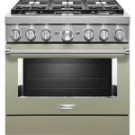 KitchenAid - 5.1 Cu. Ft. Freestanding Dual Fuel True Convection Range with Self-Cleaning - Avocado cream