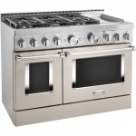 KitchenAid - 6.3 Cu. Ft. Freestanding Double Oven Gas True Convection Range with Self-Cleaning and Griddle - Milkshake