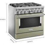 KitchenAid - 5.1 Cu. Ft. Freestanding Dual Fuel True Convection Range with Self-Cleaning - Avocado cream