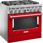 KitchenAid - 5.1 Cu. Ft. Freestanding Dual Fuel True Convection Range with Self-Cleaning - Passion Red