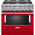 KitchenAid - 5.1 Cu. Ft. Freestanding Dual Fuel True Convection Range with Self-Cleaning - Passion Red