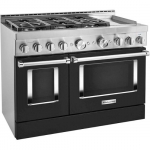 KitchenAid - 6.3 Cu. Ft. Freestanding Double Oven Gas True Convection Range with Self-Cleaning and Griddle - Imperial Black