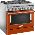 KitchenAid - 5.1 Cu. Ft. Freestanding Dual Fuel True Convection Range with Self-Cleaning - Scorched Orange