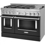 KitchenAid - 6.3 Cu. Ft. Freestanding Double Oven Gas True Convection Range with Self-Cleaning and Griddle - Imperial Black