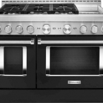 KitchenAid - 6.3 Cu. Ft. Freestanding Double Oven Gas True Convection Range with Self-Cleaning and Griddle - Imperial Black