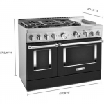 KitchenAid - 6.3 Cu. Ft. Freestanding Double Oven Gas True Convection Range with Self-Cleaning and Griddle - Imperial Black