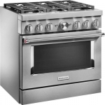 KitchenAid - 5.1 Cu. Ft. Freestanding Dual Fuel True Convection Range with Self-Cleaning - Stainless steel