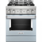 KitchenAid - Commercial-Style 4.1 Cu. Ft. Slide-In Gas True Convection Range with Self-Cleaning - Misty Blue