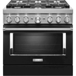 KitchenAid - 5.1 Cu. Ft. Freestanding Dual Fuel True Convection Range with Self-Cleaning - Imperial Black