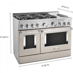 KitchenAid - 6.3 Cu. Ft. Freestanding Double Oven Gas True Convection Range with Self-Cleaning and Griddle - Milkshake