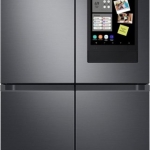 Samsung - 23 cu. ft. Smart Counter Depth 4-Door Flex™ Refrigerator with Family Hub™ & Beverage Center - Black Stainless Steel