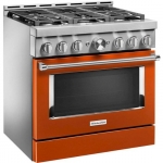 KitchenAid - Commercial-Style 5.1 Cu. Ft. Slide-In Gas True Convection Range with Self-Cleaning - Scorched Orange