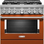 KitchenAid - Commercial-Style 5.1 Cu. Ft. Slide-In Gas True Convection Range with Self-Cleaning - Scorched Orange