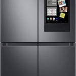 Samsung - 23 cu. ft. Smart Counter Depth 4-Door Flex™ Refrigerator with Family Hub™ & Beverage Center - Black Stainless Steel