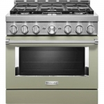 KitchenAid - Commercial-Style 5.1 Cu. Ft. Slide-In Gas True Convection Range with Self-Cleaning - Avocado Cream