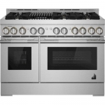 JennAir - RISE 6.3 Cu. Ft. Self-Cleaning Freestanding Double Oven Gas Convection Range with Grill - Stainless steel