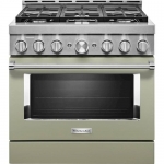 KitchenAid - Commercial-Style 5.1 Cu. Ft. Slide-In Gas True Convection Range with Self-Cleaning - Avocado Cream