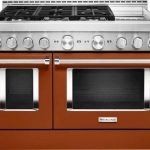 KitchenAid - 6.3 Cu. Ft. Freestanding Double Oven Gas True Convection Range with Self-Cleaning and Griddle - Scorched Orange