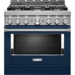 KitchenAid - Commercial-Style 5.1 Cu. Ft. Slide-In Gas True Convection Range with Self-Cleaning - Ink Blue